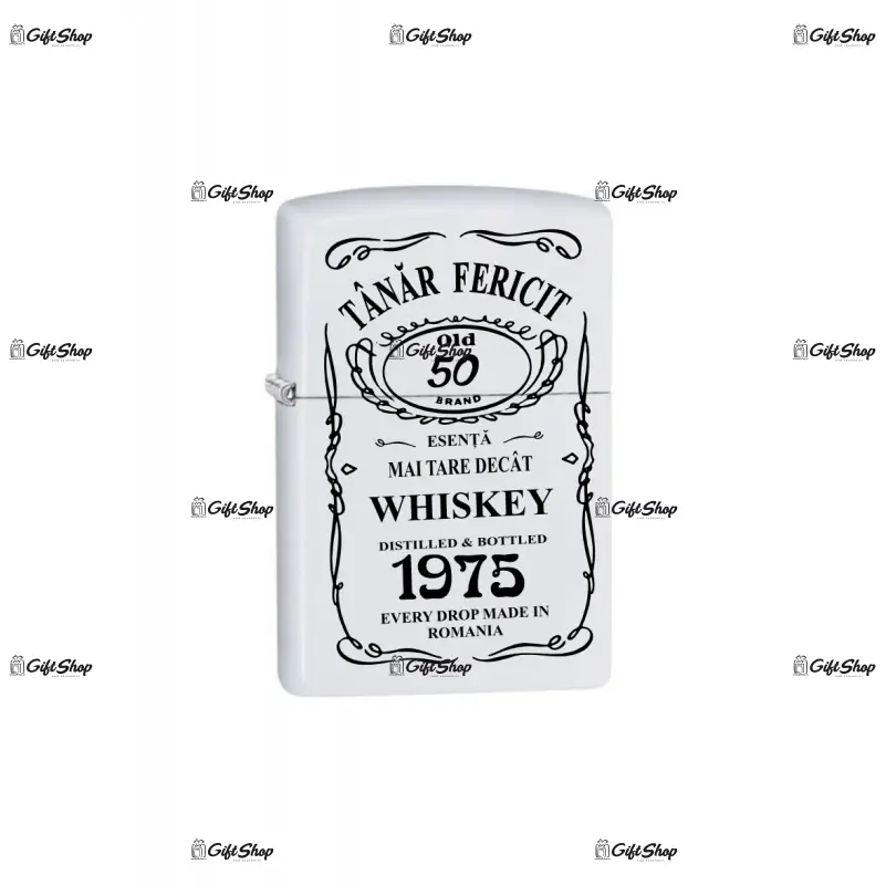 Tanar fericit 50, bricheta metalica gravata laser cu mesaj